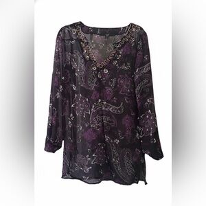 Purple and Black Paisley Blouse